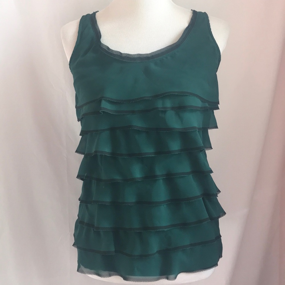 Loft Green Ruffled Blouse